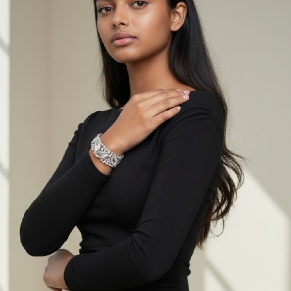 Elegant Silver Crystal Bracelet